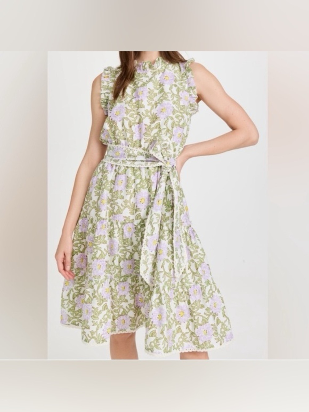 Roller Rabbit Daphne Naoki Pastel Floral Cotton Blend Dress Size M - Picture 2 of 3